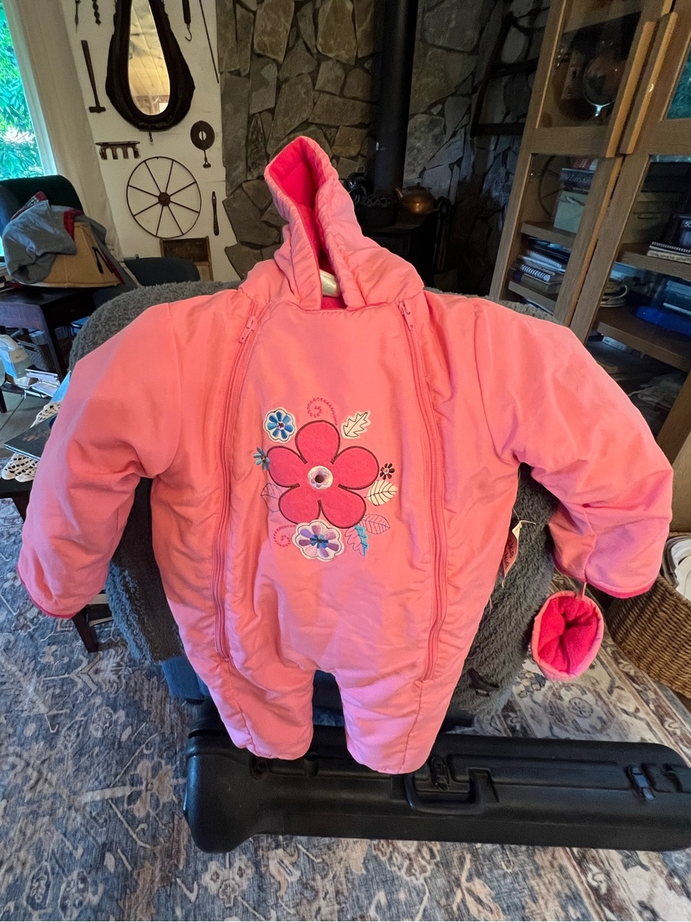 Okie Dokie Snowsuit Girls 24 Months Pink Floral Puffer Hooded Insulated NWT